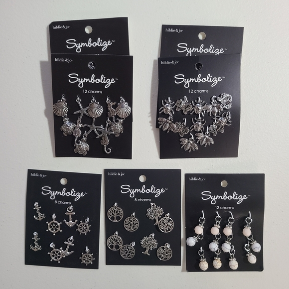 Hildie & Jo Jewelry - Hildie & Jo Symbolize Mixed Charm Sets - Silver Tone & Beads Lot Of 7